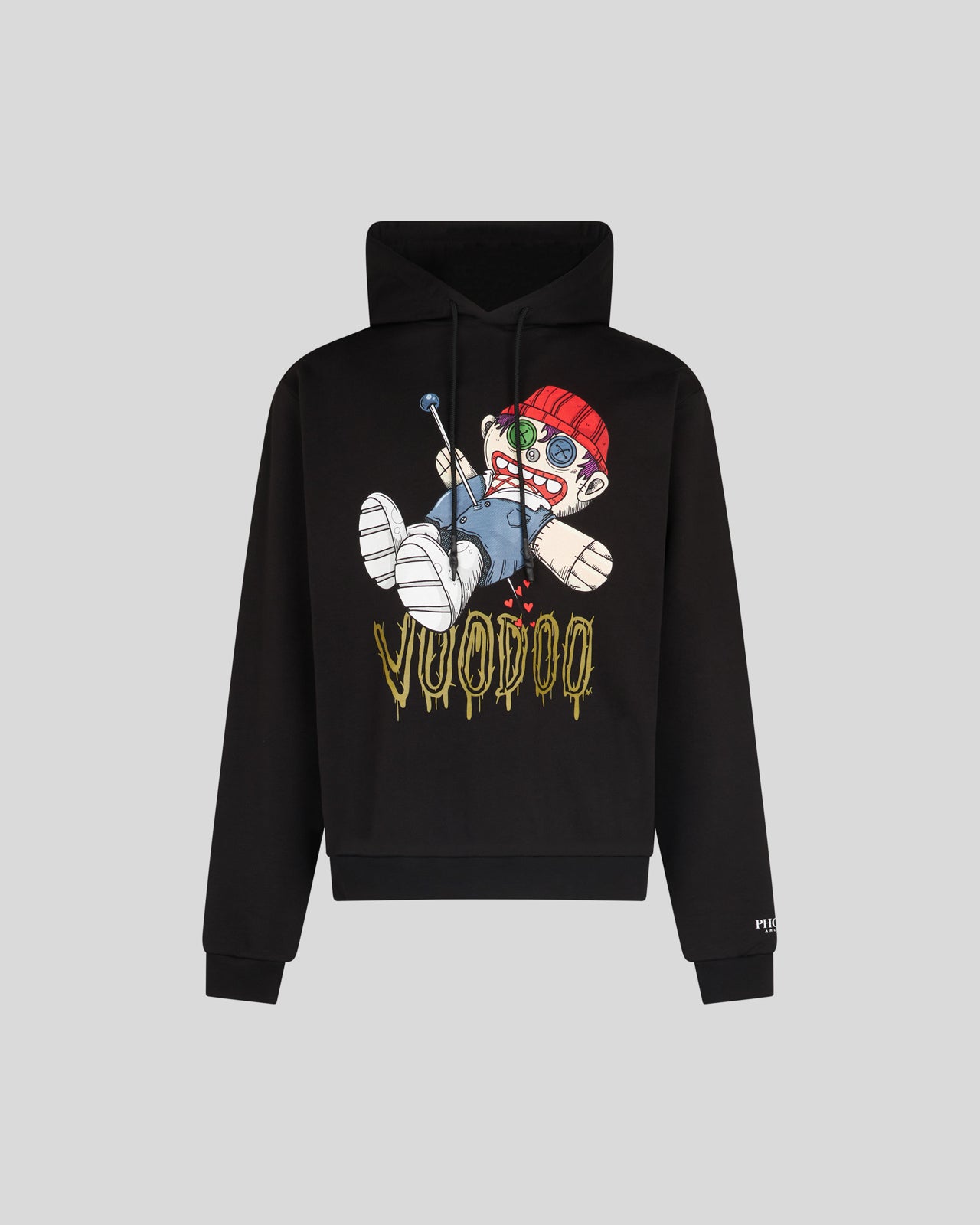 PHOBIA BLACK HOODIE WITH TDC VOODOO PRINT