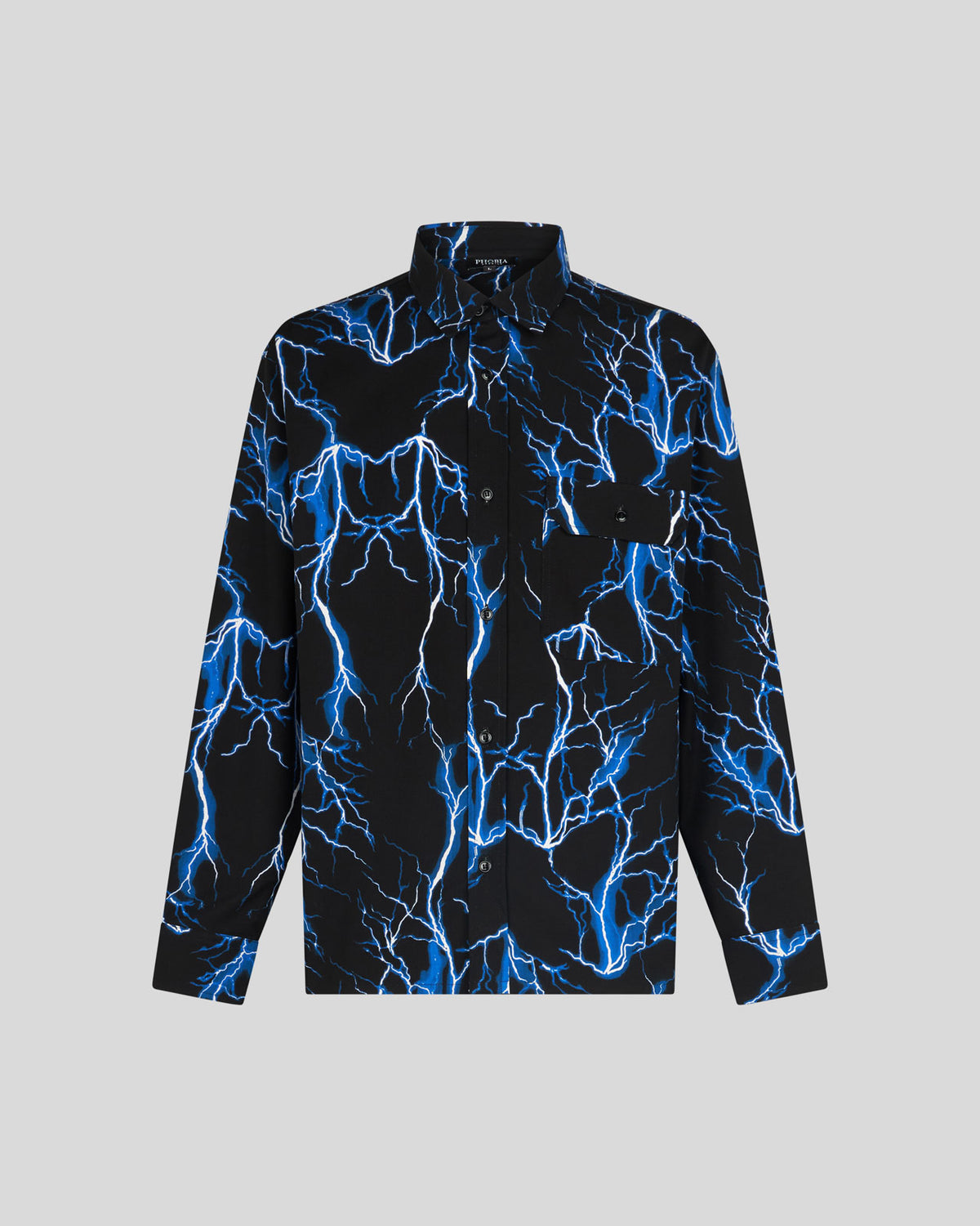 PHOBIA BLACK SHIRT WITH BLUE ALL OVER LIGHTNING