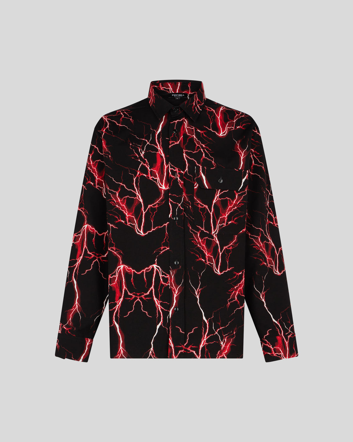 PHOBIA BLACK SHIRT WITH RED ALL OVER LIGHTNING