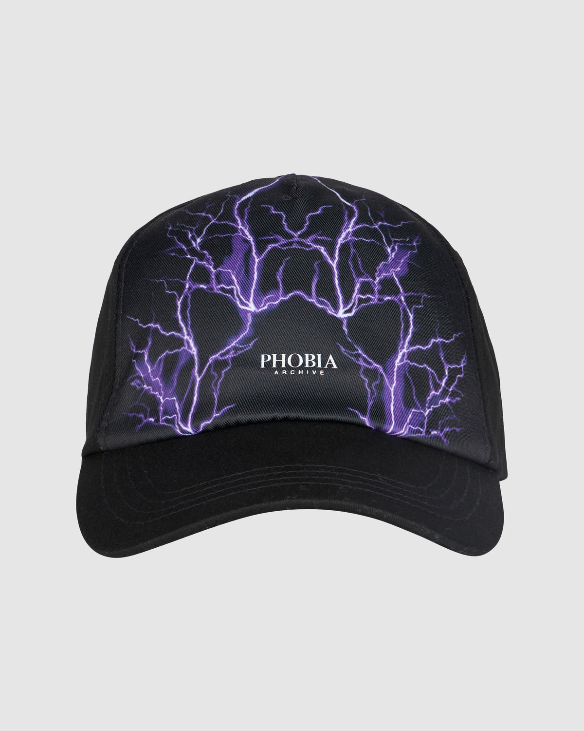 PHOBIA BLACK HAT WITH PURPLE LIGHTNING