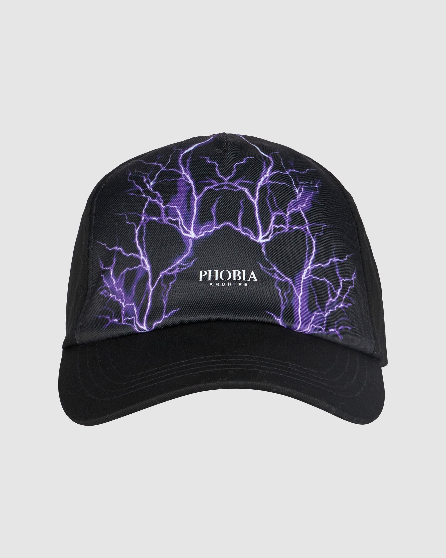 PHOBIA BLACK HAT WITH PURPLE LIGHTNING