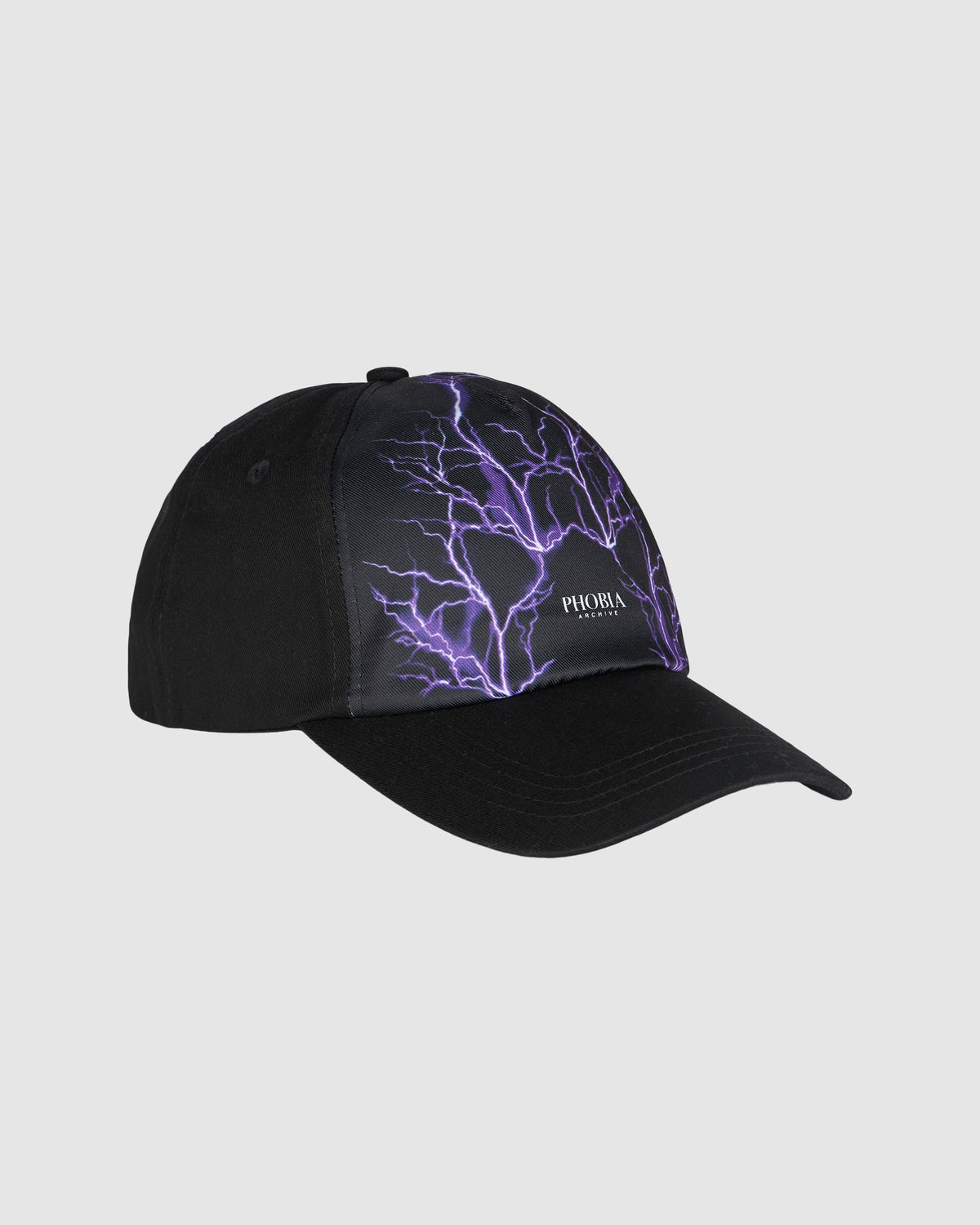 PHOBIA BLACK HAT WITH PURPLE LIGHTNING