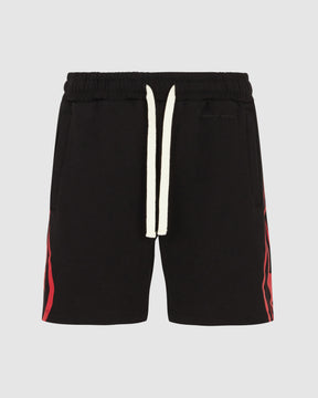 VISION OF SUPER BLACK SHORTS WITH RED TRIBAL FLAMES