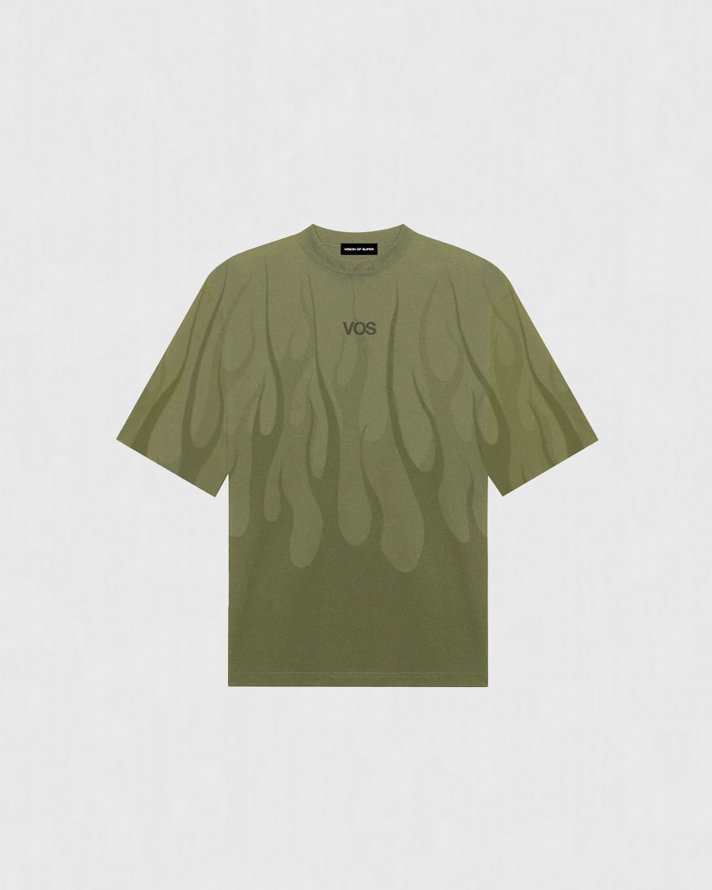 VISION OF SUPER GREEN T-SHIRT WITH DOUBLE FLAMES