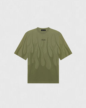VISION OF SUPER GREEN T-SHIRT WITH DOUBLE FLAMES