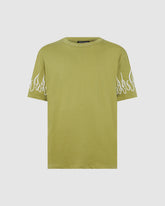VISION OF SUPER GREEN T-SHIRT WITH EMBROIDERY FLAME