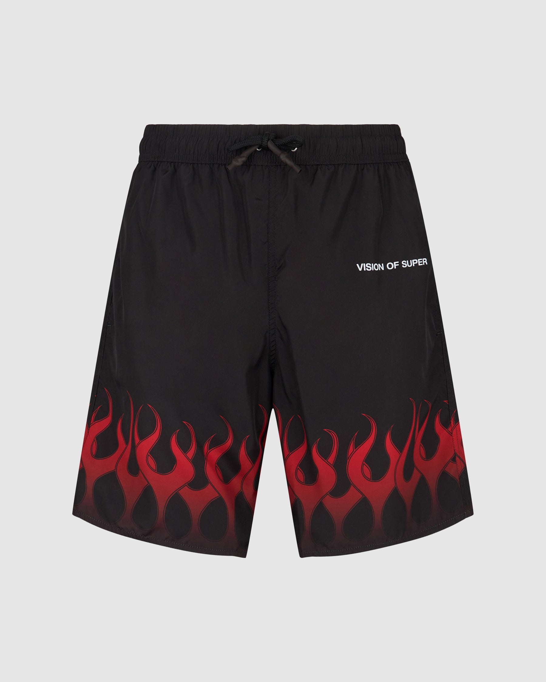 VISION OF SUPER BLACK SWIMWEAR WITH RED FLAMES