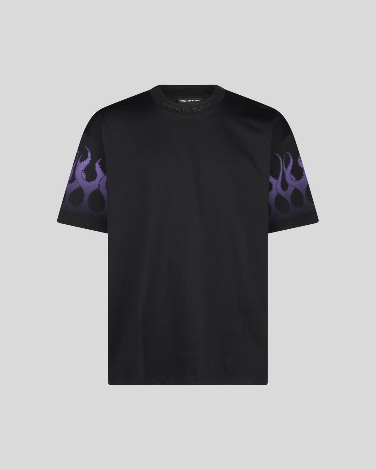 VISION OF SUPER BLACK TSHIRT WITH PURPLE RACING FLAMES