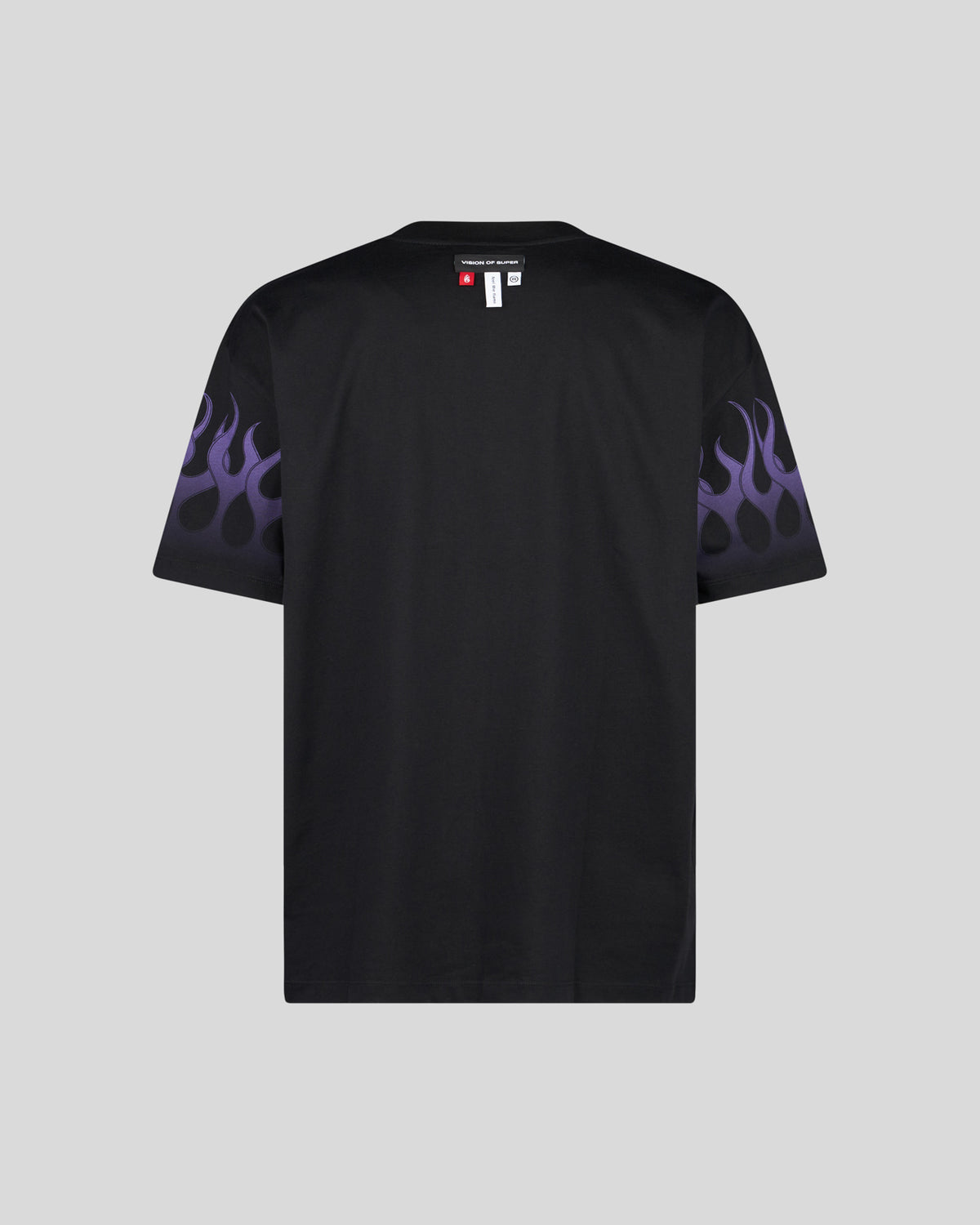 VISION OF SUPER BLACK TSHIRT WITH PURPLE RACING FLAMES