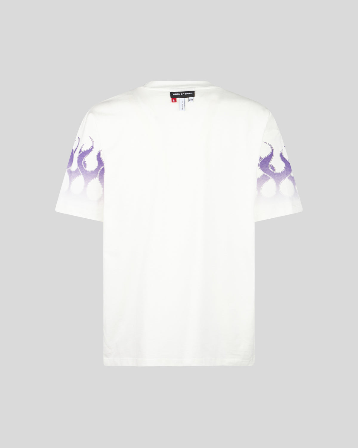 VISION OF SUPER WHITE TSHIRT WITH PURPLE RACING FLAMES