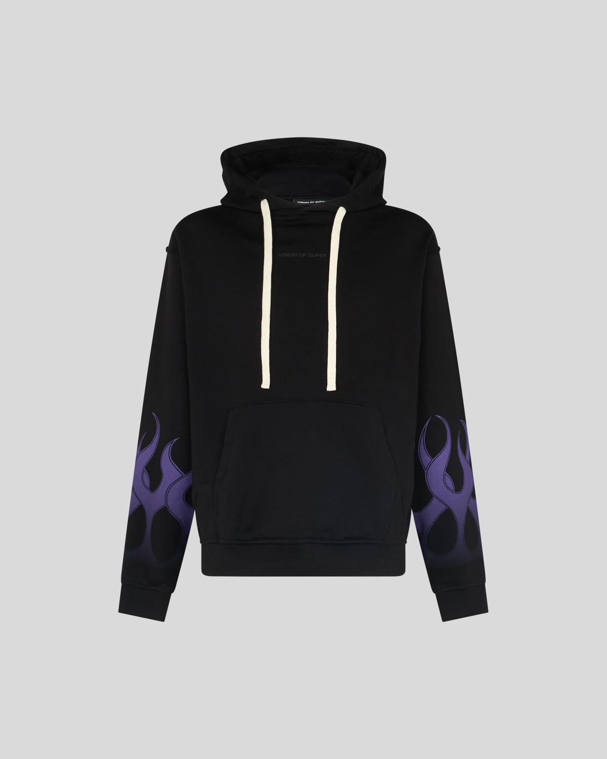 VISION OF SUPER BLACK HOODIE WITH PURPLE RACING FLAMES