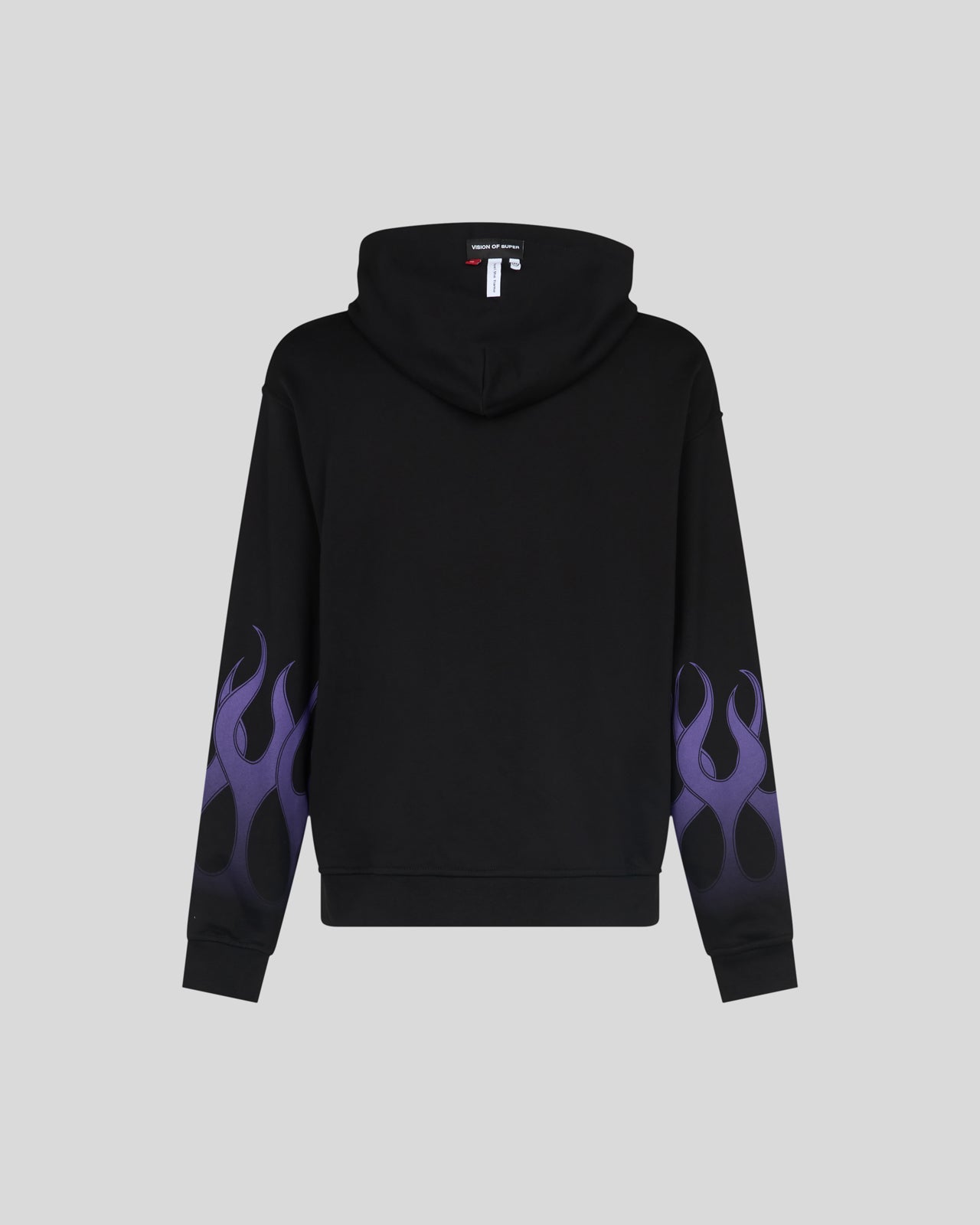 VISION OF SUPER BLACK HOODIE WITH PURPLE RACING FLAMES