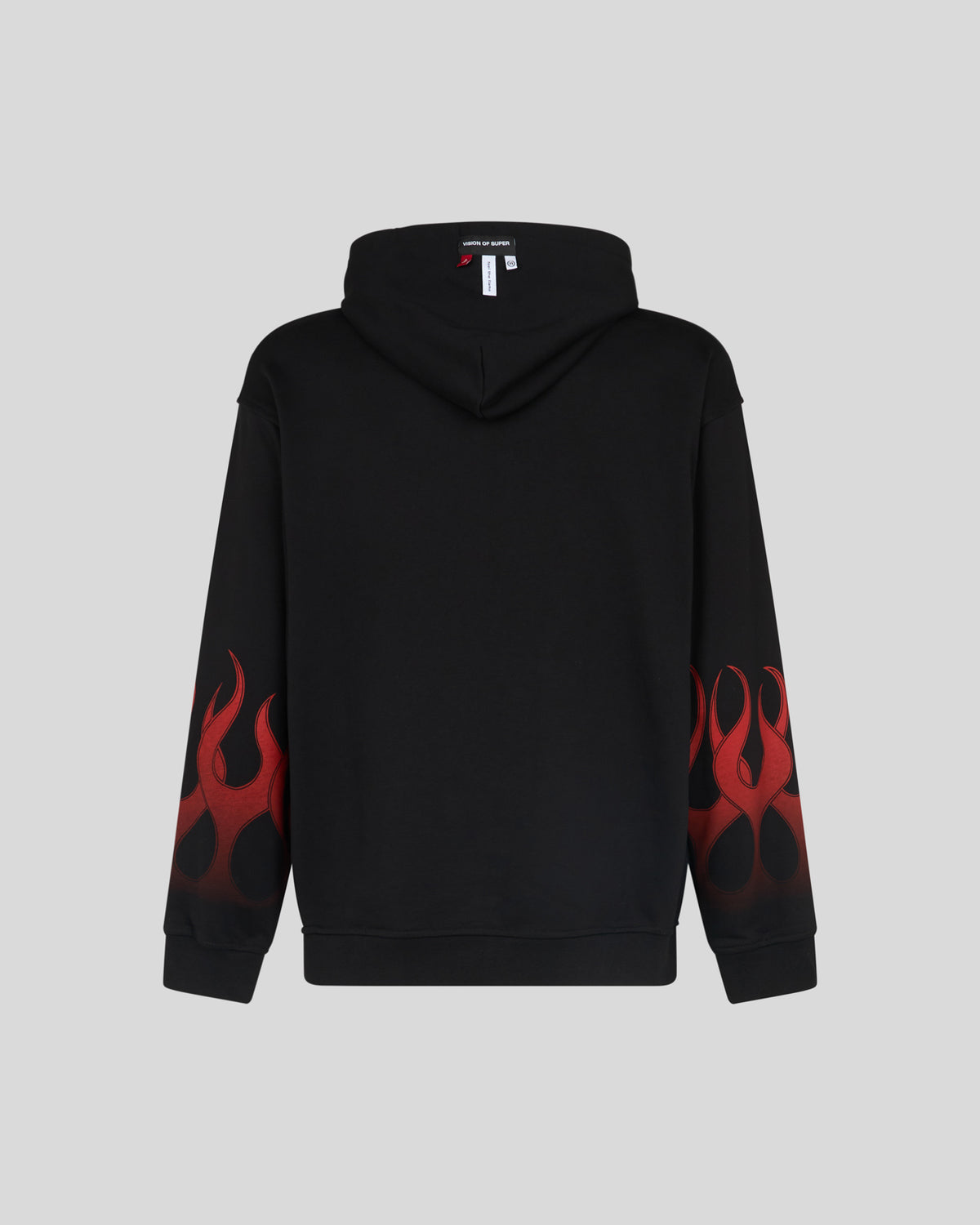 VISION OF SUPER BLACK HOODIE WITH RED FLAMES
