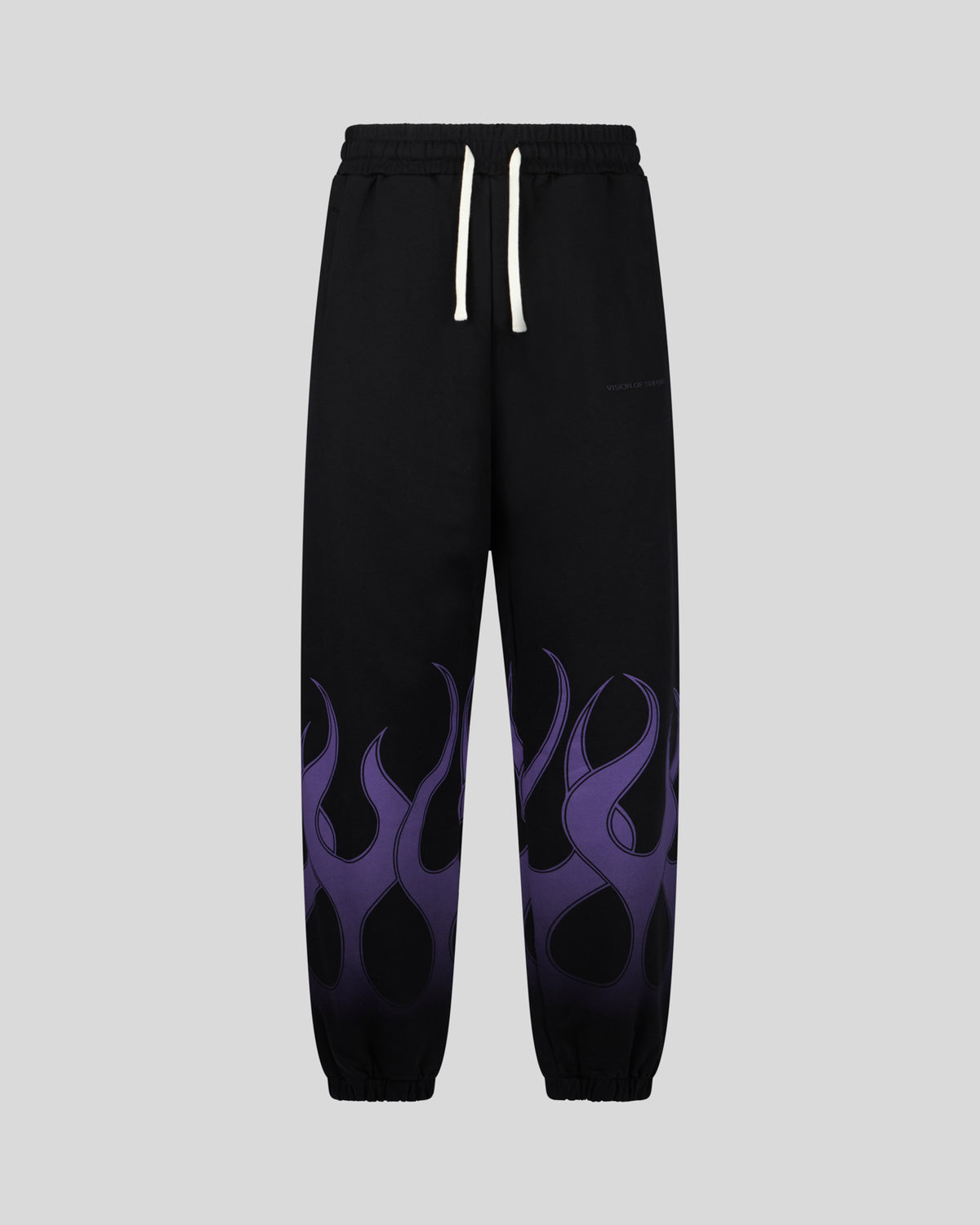VISION OF SUPER BLACK PANTS WITH PURPLE FLAMES