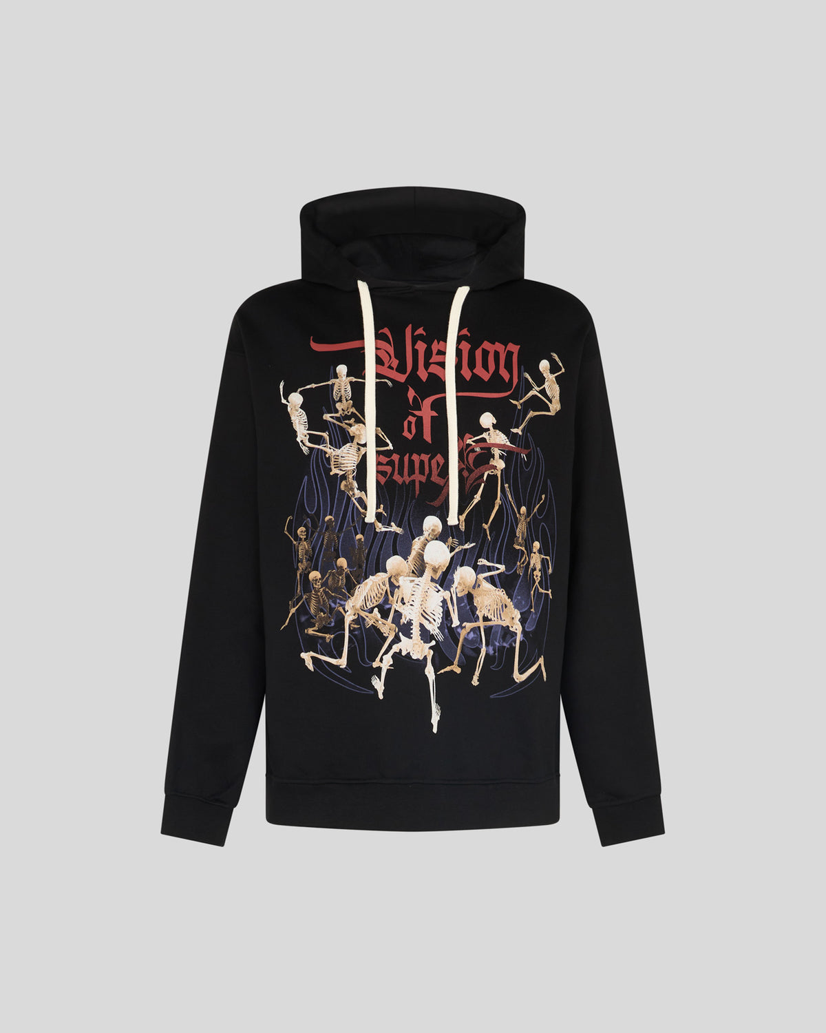 VISION OF SUPER BLACK HOODIE WITH ROCK SKULL GRAPHIC