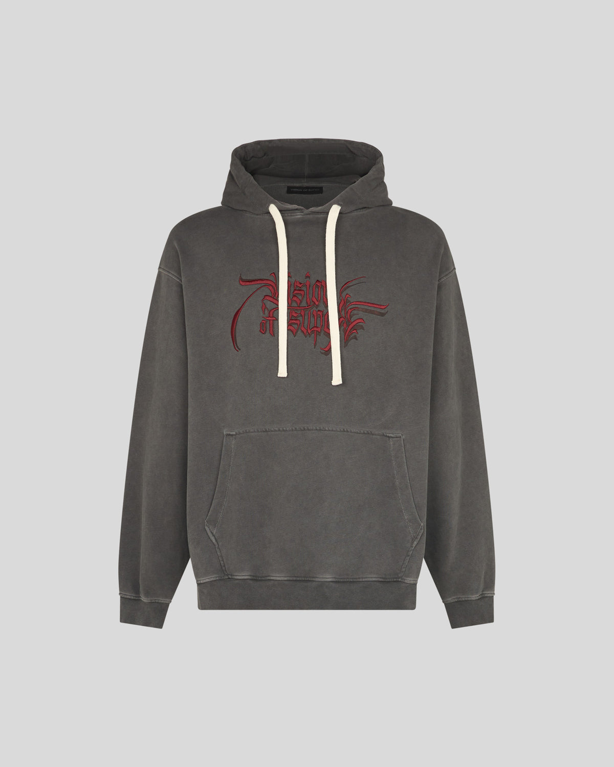 VISION OF SUPER STONEWASH HOODIE WITH ROCK SKULL GRAPHIC