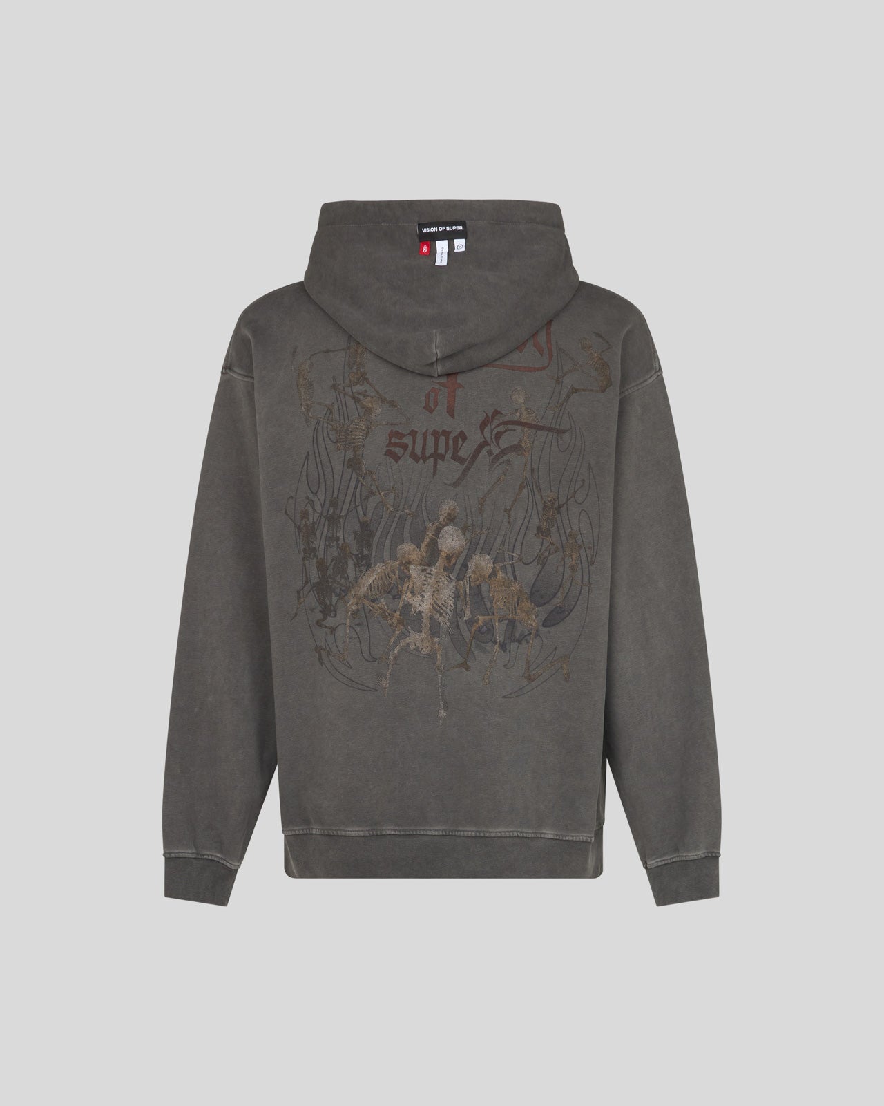 VISION OF SUPER STONEWASH HOODIE WITH ROCK SKULL GRAPHIC