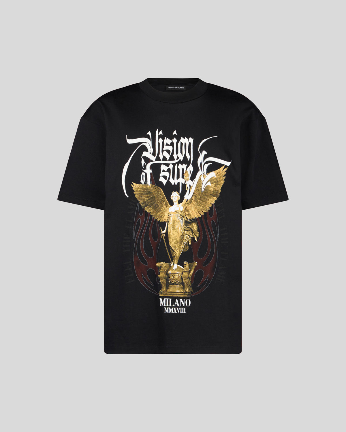 VISION OF SUPER BLACK T-SHIRT WITH ROCK MATHER GRAPHIC