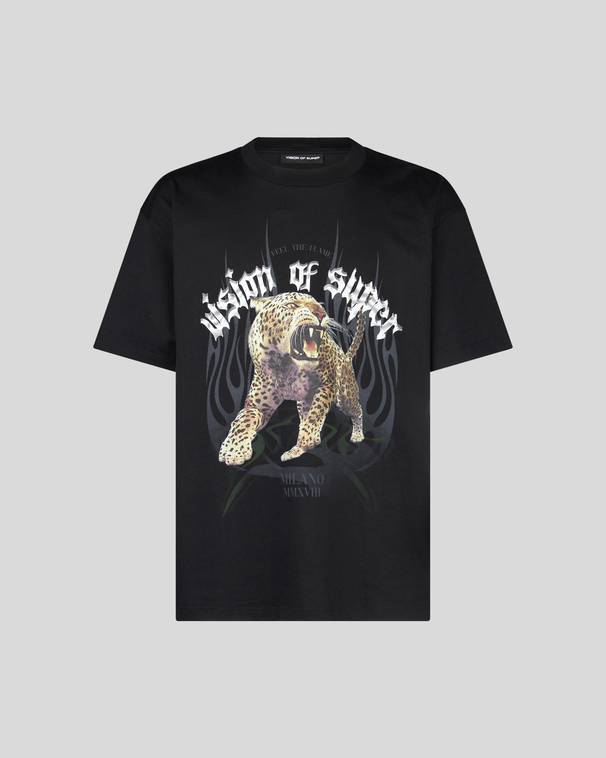 VISION OF SUPER BLACK TSHIRT WITH ROCK TIGER PRINT