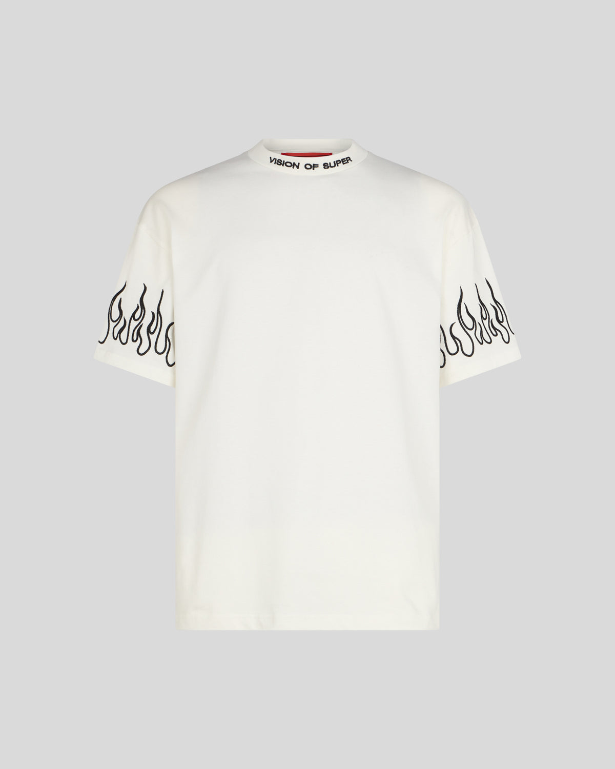 VISION OF SUPER WHITE T-SHIRT WITH BLACK FLAMES