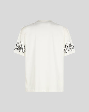 VISION OF SUPER WHITE T-SHIRT WITH BLACK FLAMES