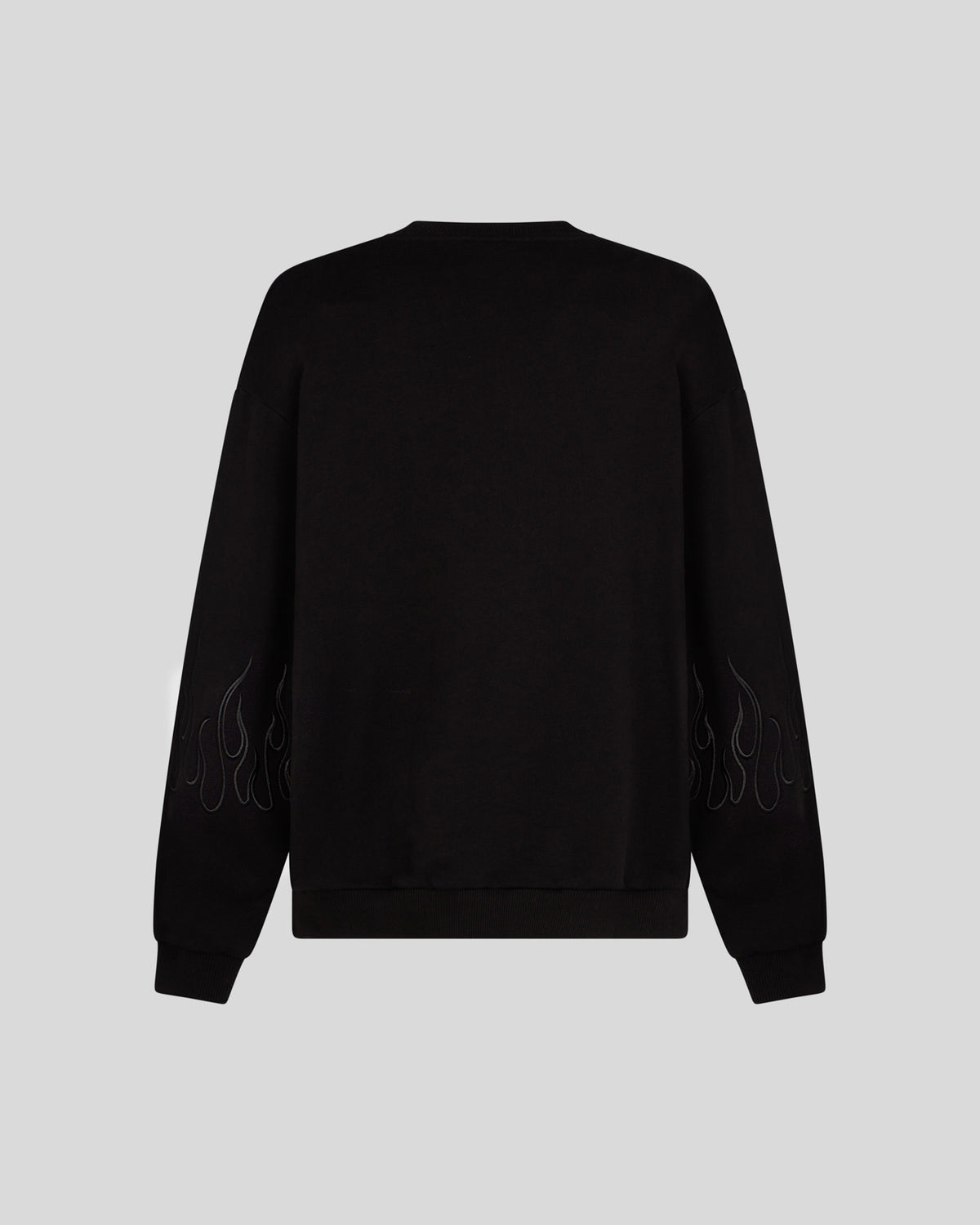 VISION OF SUPER BLACK CREWNECK WITH BLACK FLAMES