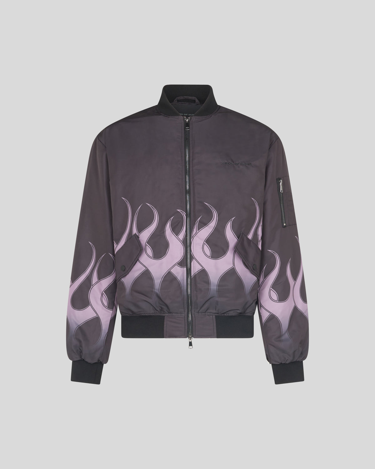 VISION OF SUPER BLACK BOMBER WITH PURPLE PRINT FLAMES