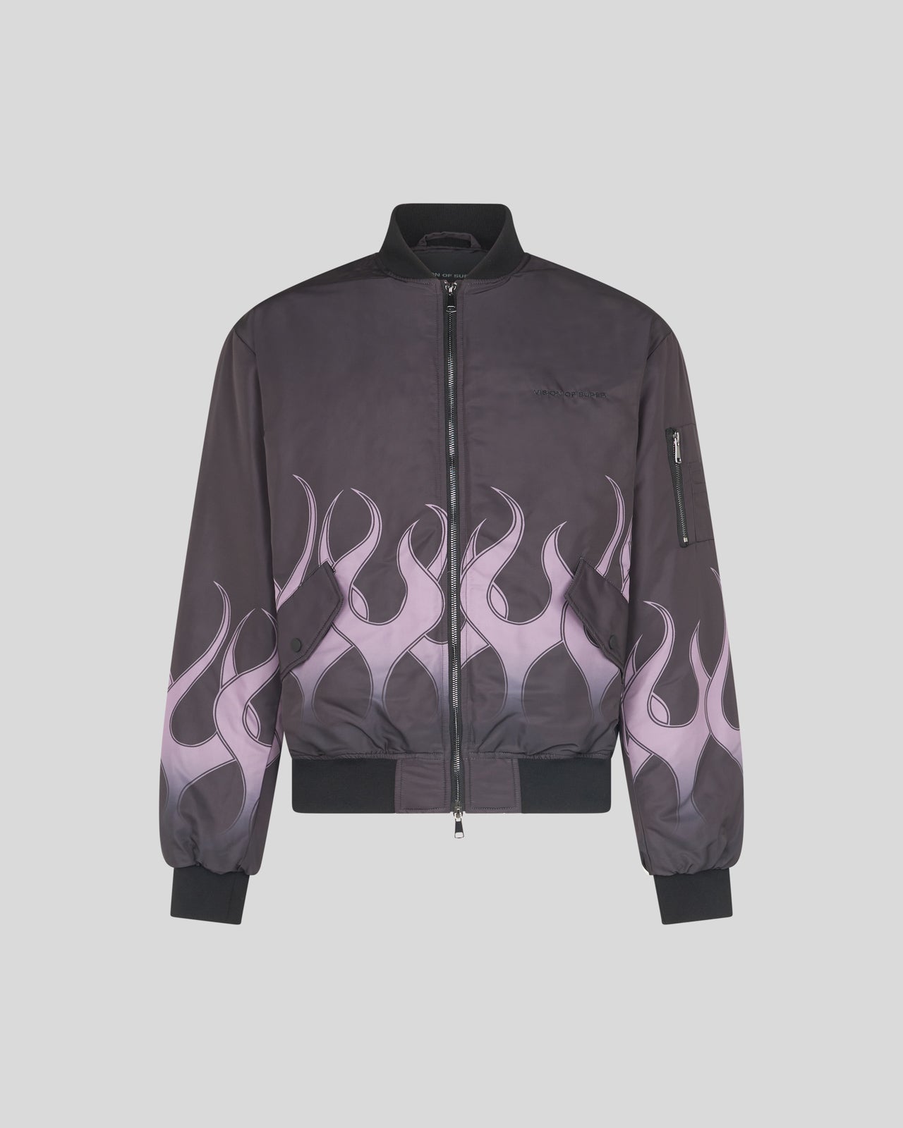 VISION OF SUPER BLACK BOMBER WITH PURPLE PRINT FLAMES
