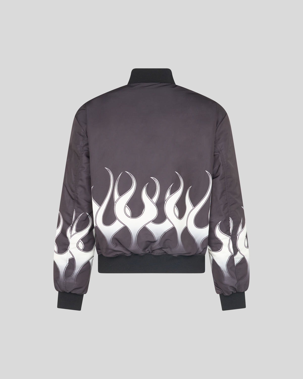 VISION OF SUPER BLACK BOMBER WITH WHITE PRINT FLAMES