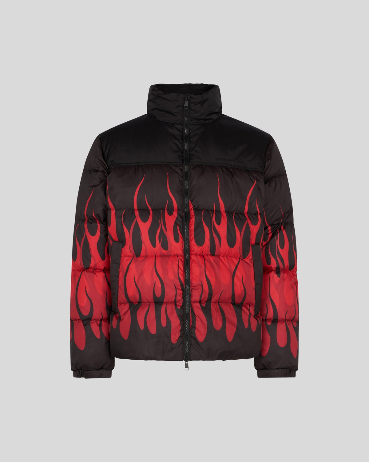 VISION OF SUPER BLACK PUFFY JACKET WITH RED FLAMES