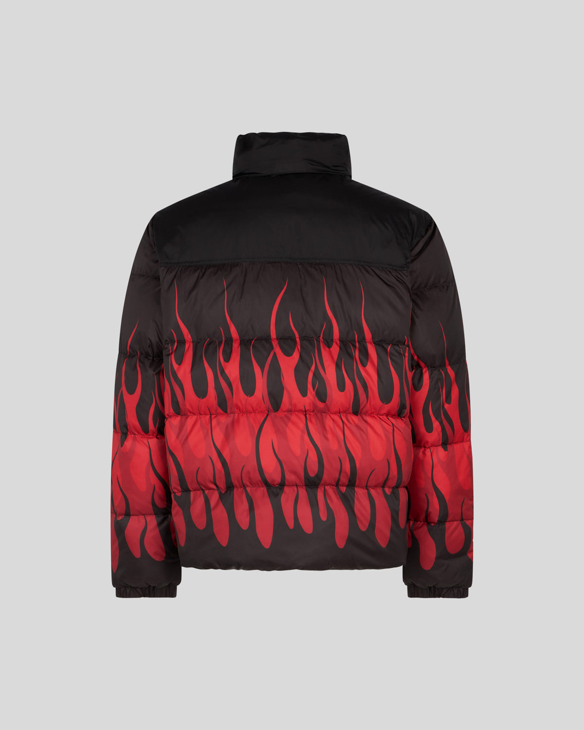 VISION OF SUPER BLACK PUFFY JACKET WITH RED FLAMES