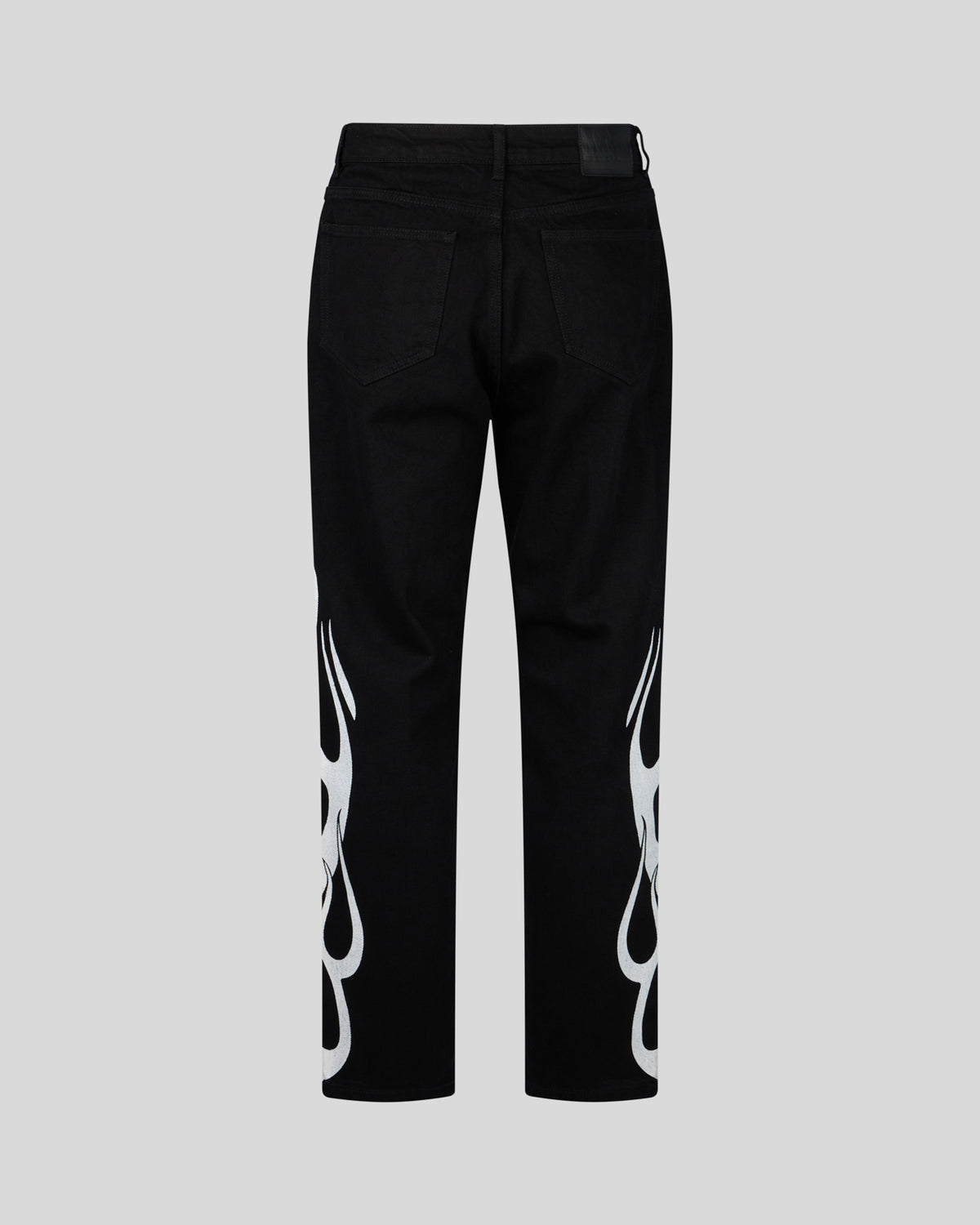 VISION OF SUPER BLACK JEANS WITH WHITE FLAMES