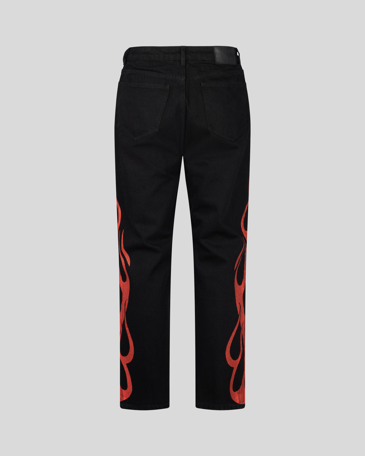 VISION OF SUPER BLACK JEANS WITH RED FLAMES