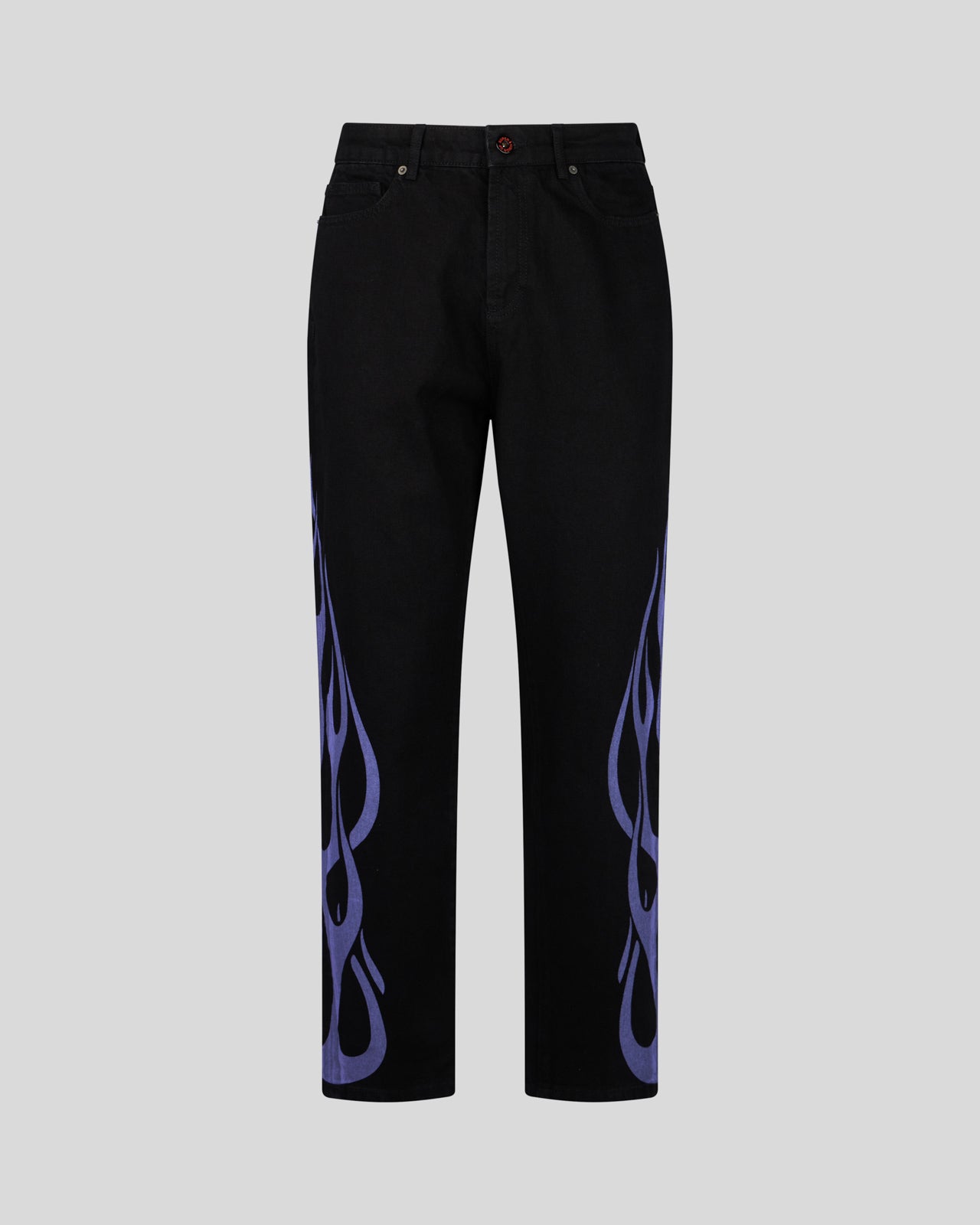 VISION OF SUPER BLACK JEANS WITH PURPLE FLAMES