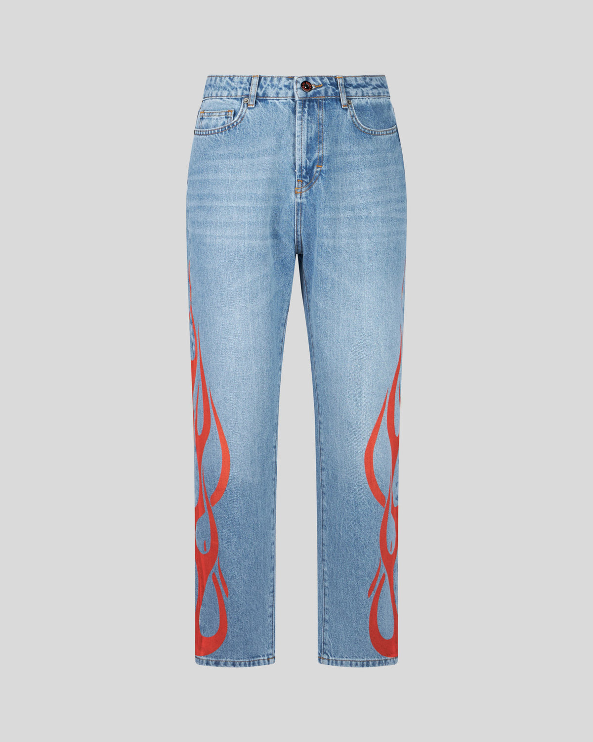 VISION OF SUPER BLUE JEANS WITH RED FLAMES