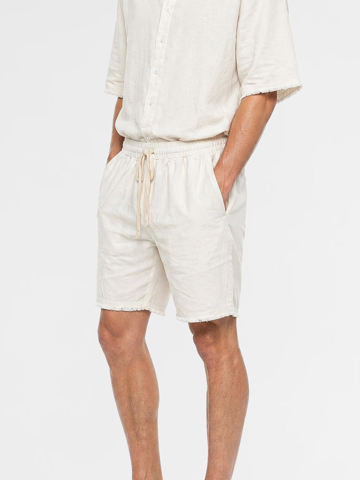 CREW Milano "Mykonos" Linen Set Shirt/Pants Off-White