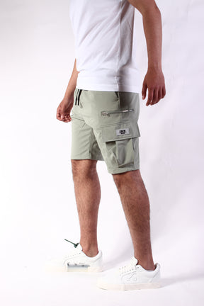 CREW Green Mint Short Cargo Pants Zipper Wide Pocket