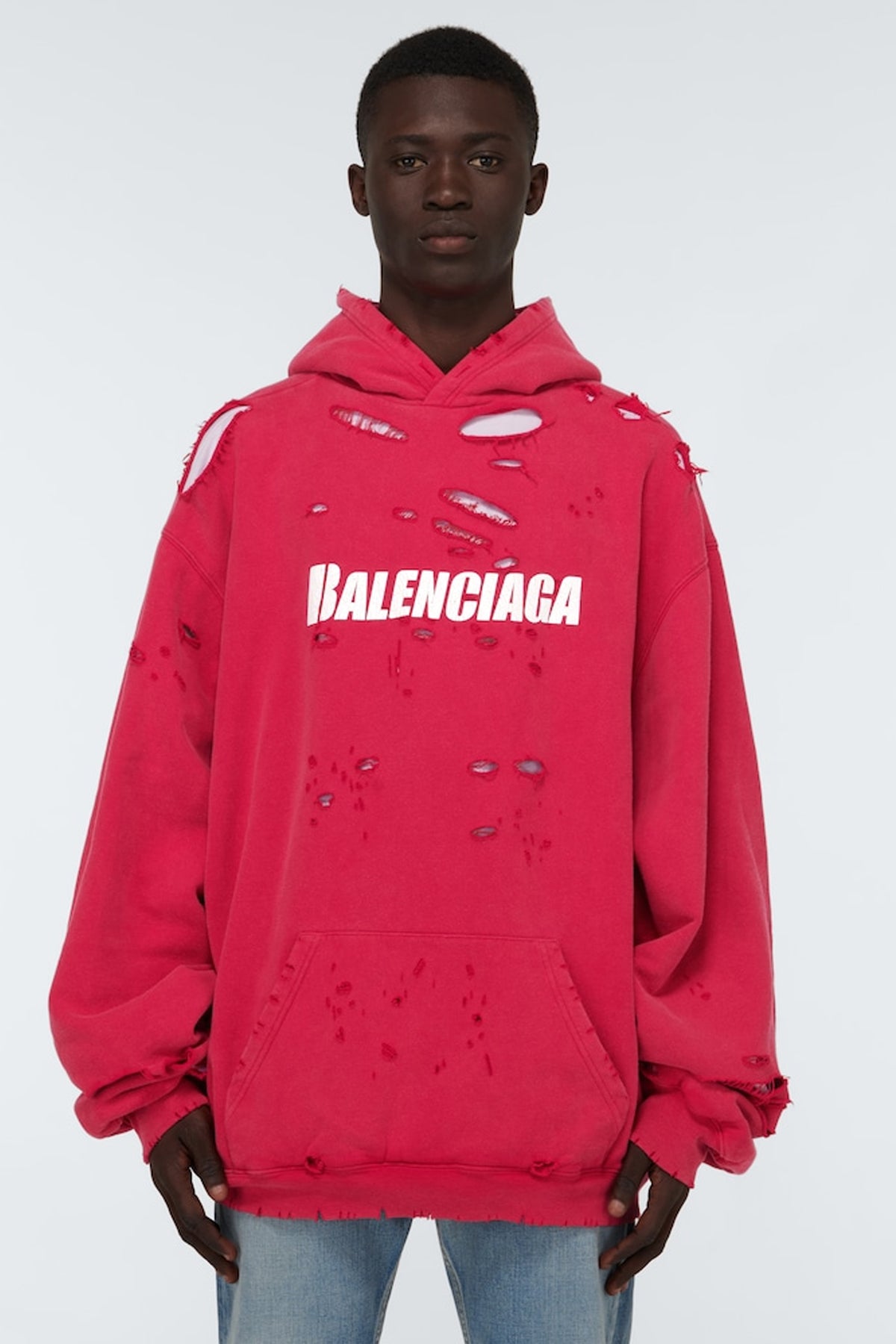Balenciaga Destroyed Hoodie Red