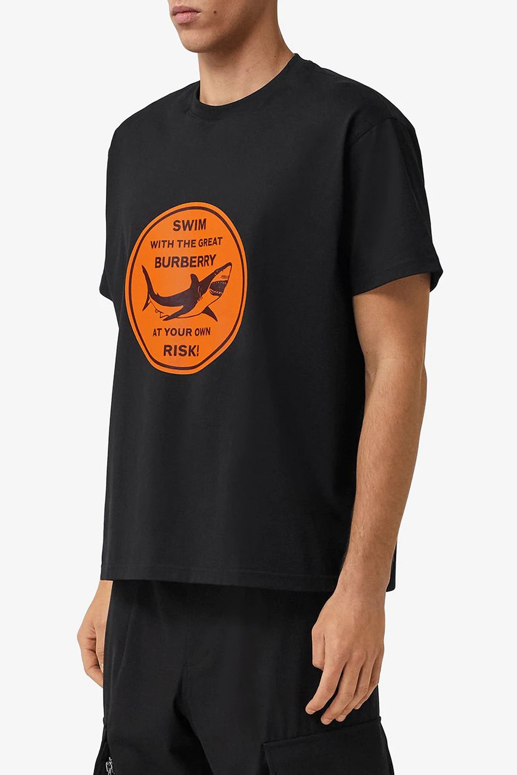Burberry Black Oversized Orange Logo T-Shirt