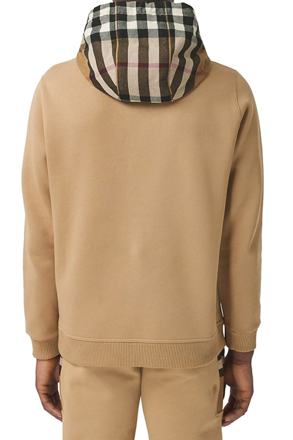 Burberry Check Hood Cotton Blend Hoodie