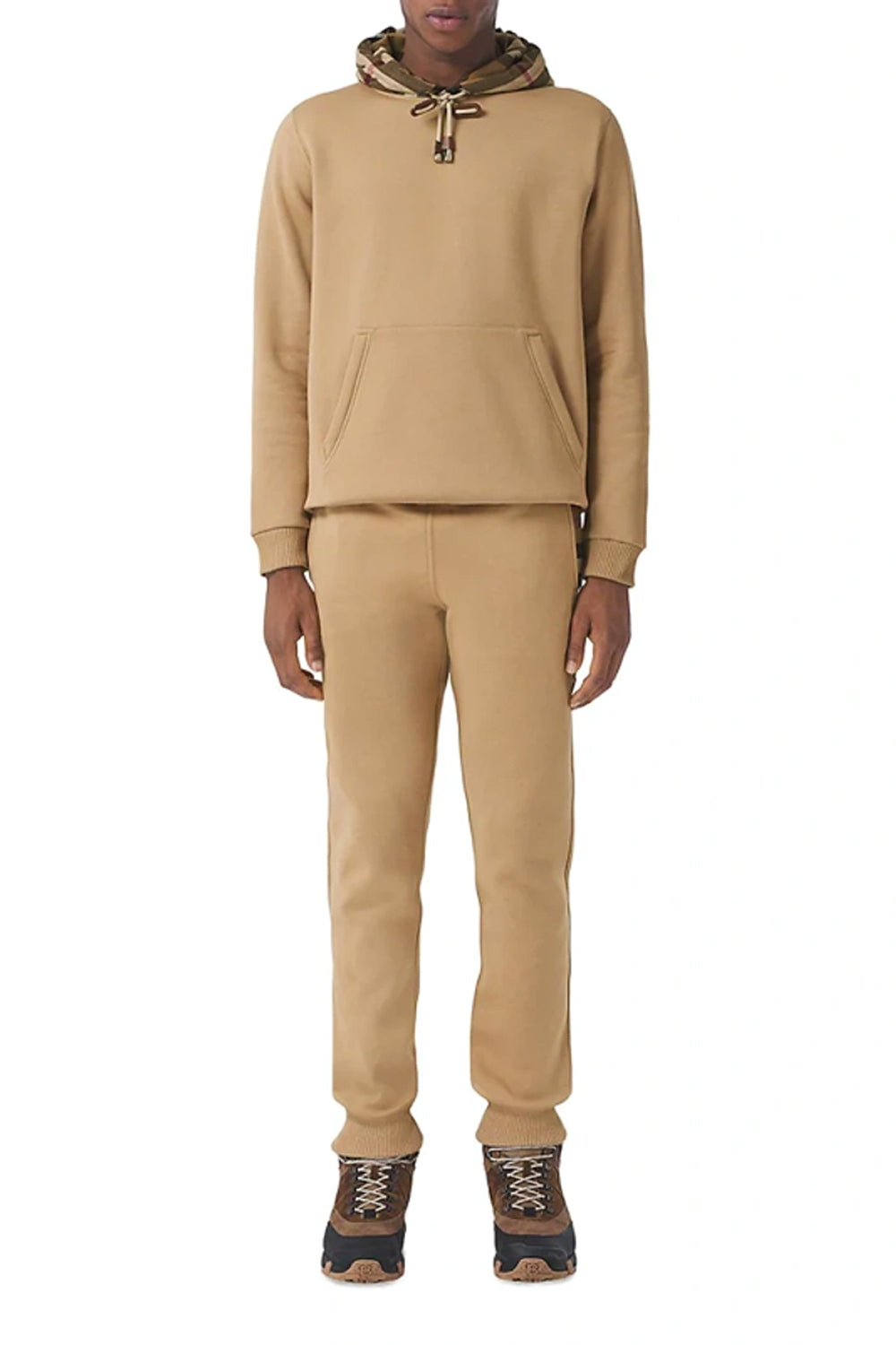 Burberry Check Hood Cotton Blend Hoodie