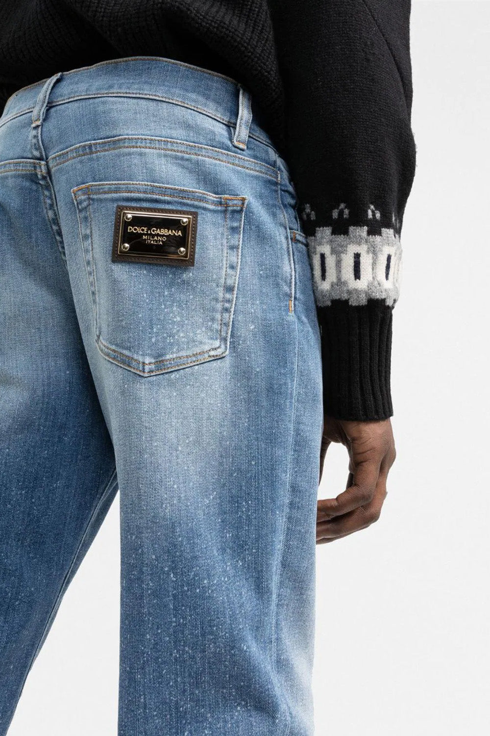 Dolce & Gabbana washed denim slim-cut jeans