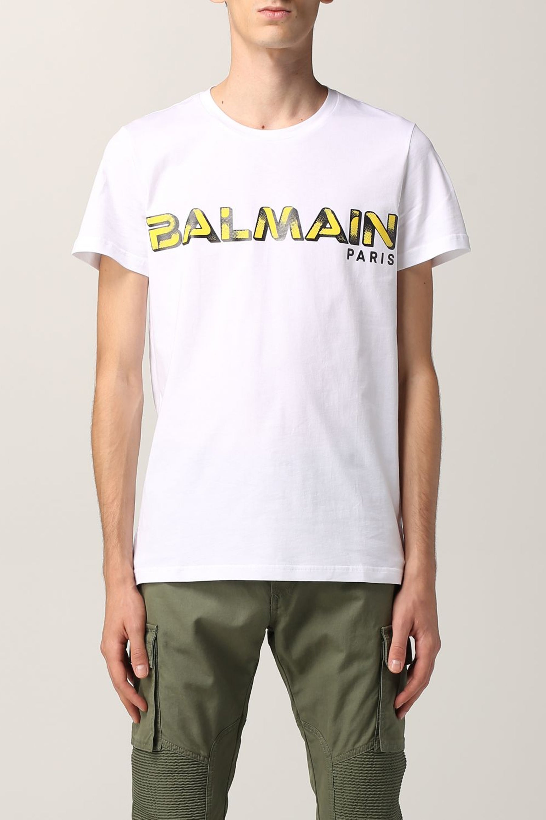 Balmain White T-Shirt Graphic Logo Print