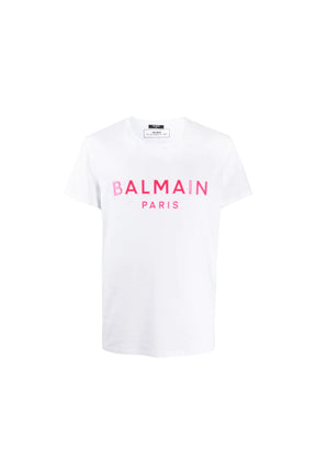 Balmain White/Pink Logo T-Shirt