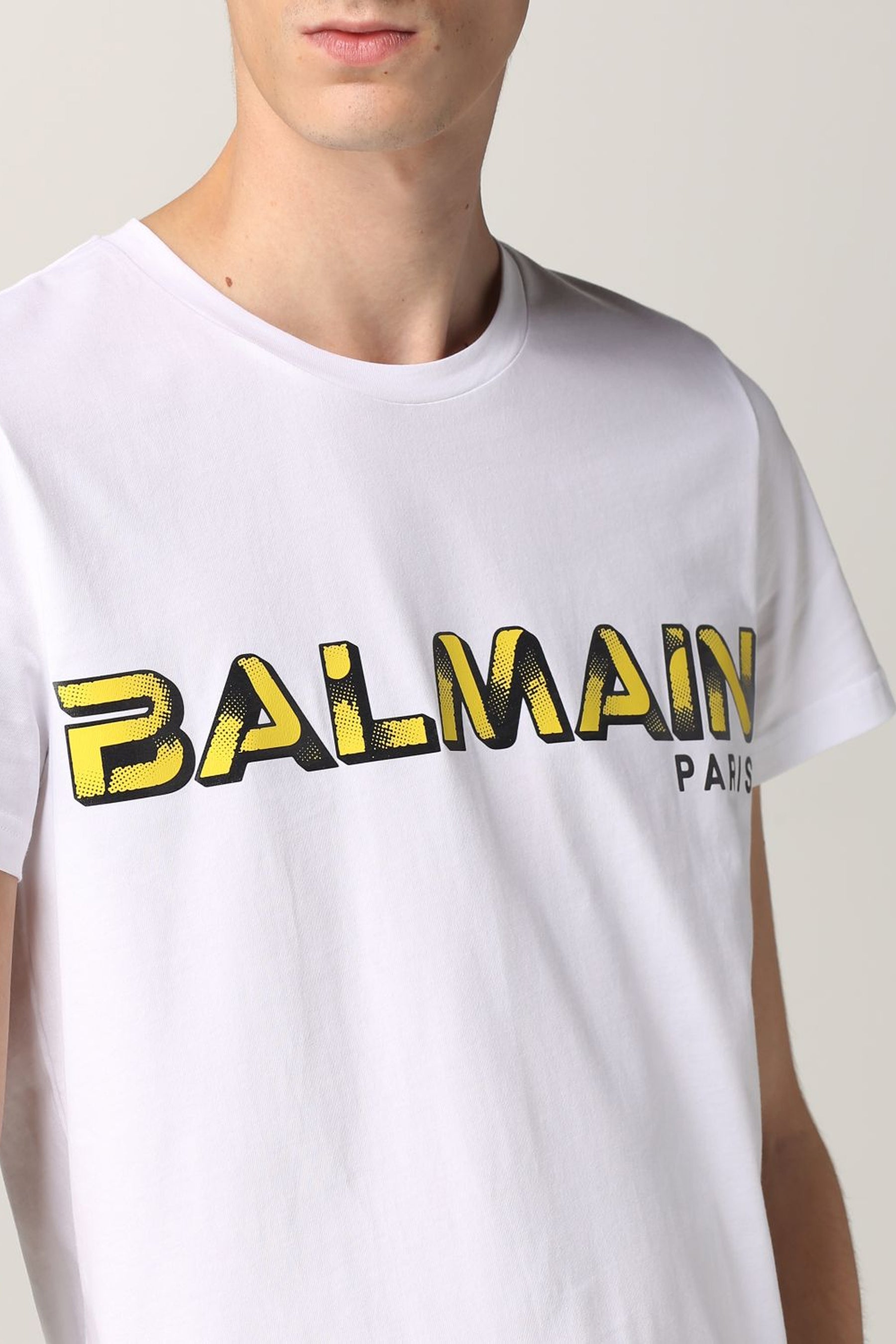 Balmain White T-Shirt Graphic Logo Print