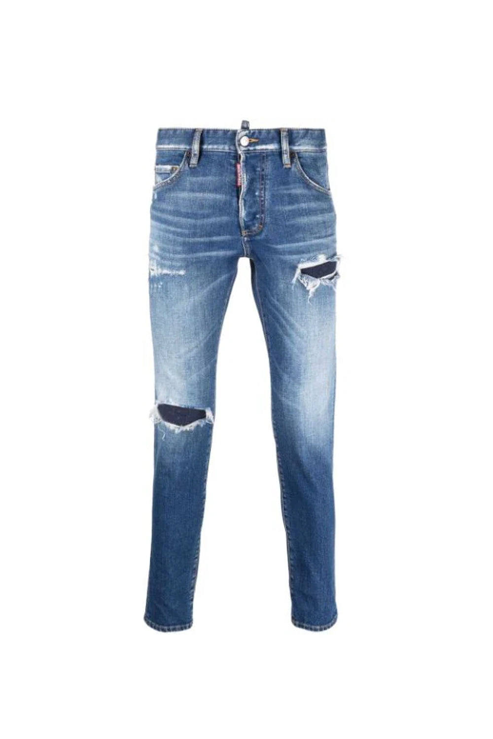Dsquared2 mid-rise distressed straight-leg jeans‏