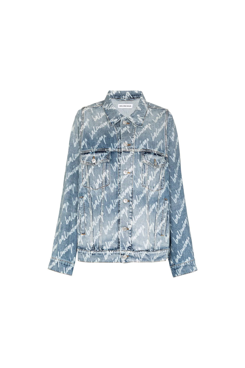 Balenciaga logo-print oversized denim jacket