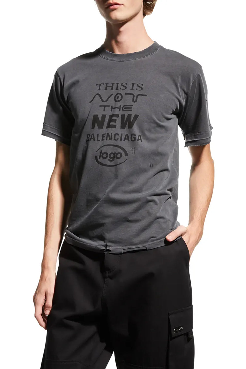 Balenciaga logo print distressed-finish T-shirt