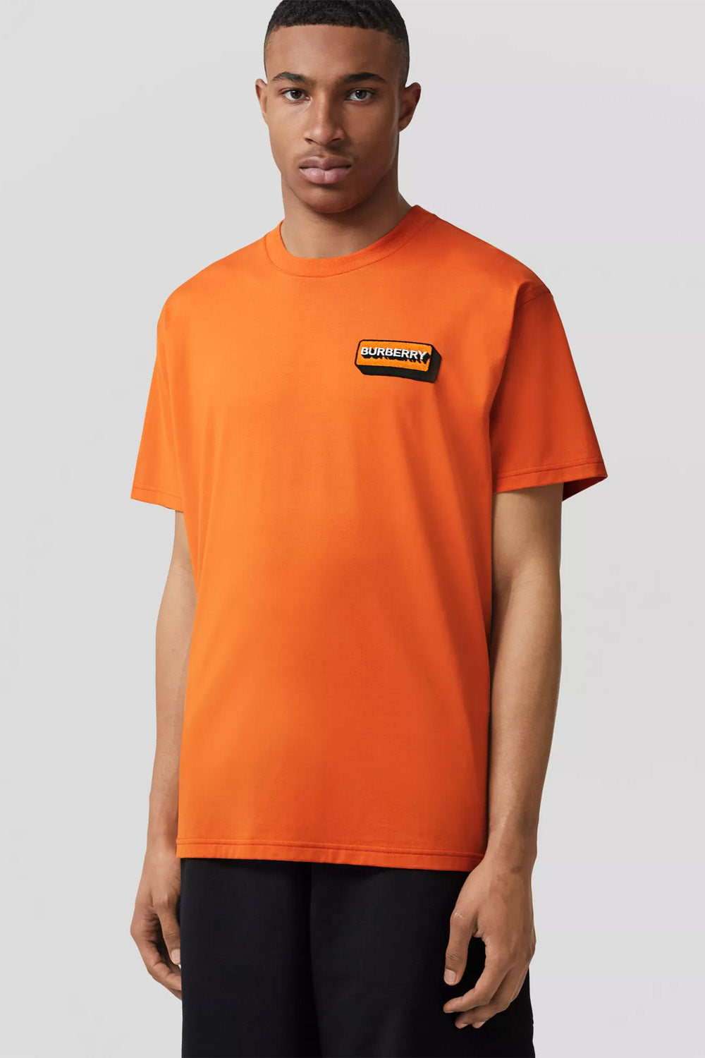 Burberry Logo Appliqué Cotton Oversized T-shirt orange