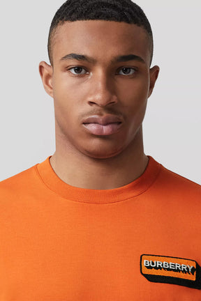 Burberry Logo Appliqué Cotton Oversized T-shirt orange